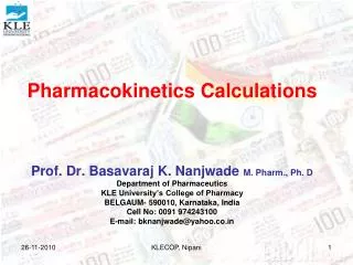 Pharmacokinetics Calculations