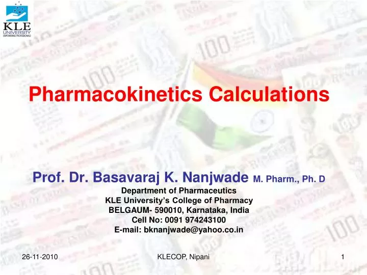 pharmacokinetics calculations