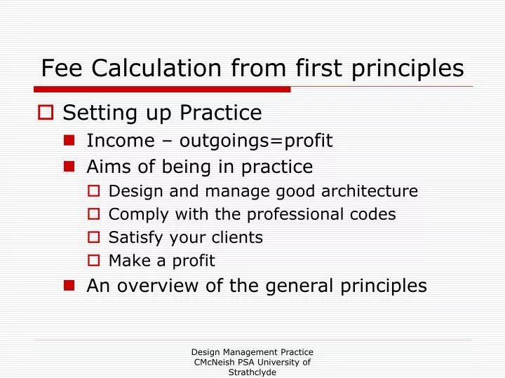 fee calculation from first principles