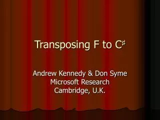 Transposing F to C ?
