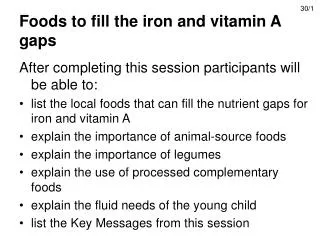 Foods to fill the iron and vitamin A gaps