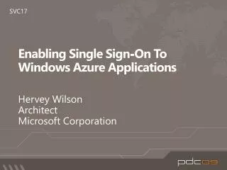 Enabling Single Sign-On To Windows Azure Applications