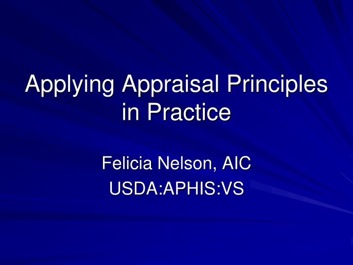 applying appraisal principles in practice