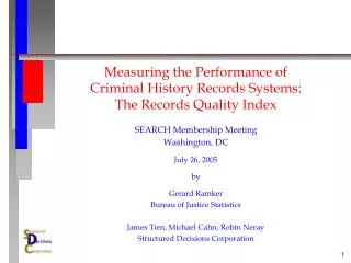 Measuring the Performance of Criminal History Records Systems: The Records Quality Index