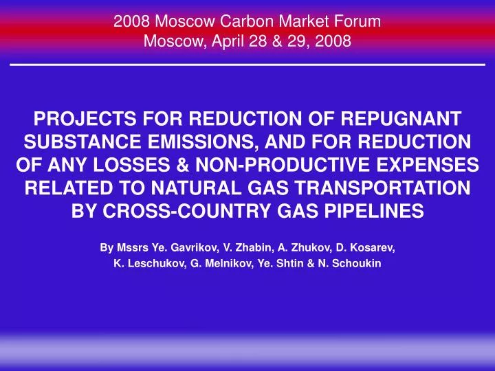 2008 moscow carbon market forum moscow april 28 29 2008