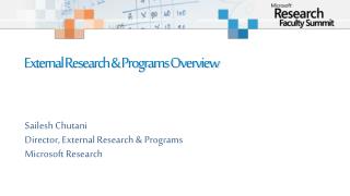 External Research &amp; Programs Overview