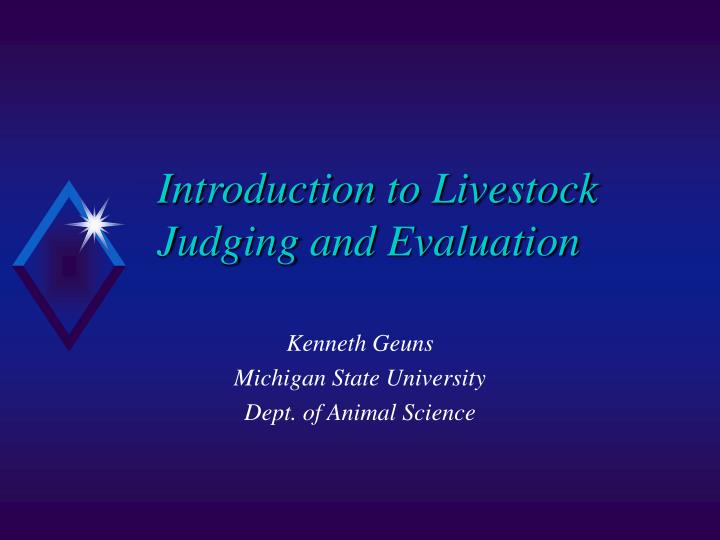 introduction to livestock judging and evaluation