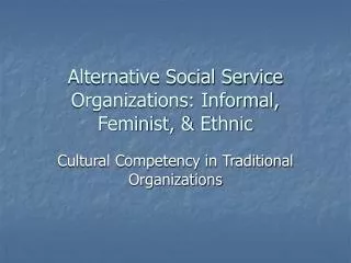 Alternative Social Service Organizations: Informal, Feminist, &amp; Ethnic