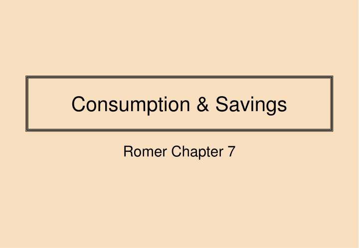 consumption savings