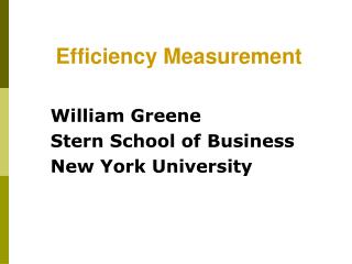 Efficiency Measurement