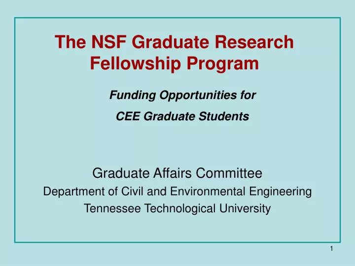 the nsf graduate research fellowship program