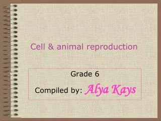 Cell &amp; animal reproduction