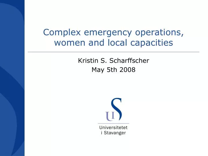 complex emergency operations women and local capacities