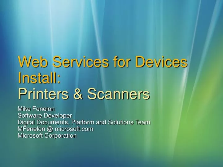 web services for devices install printers scanners