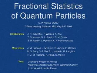 Fractional Statistics of Quantum Particles