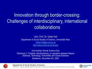 Innovation through border-crossing: Challenges of interdisciplinary, international collaborations