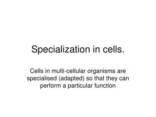 Specialization in cells.