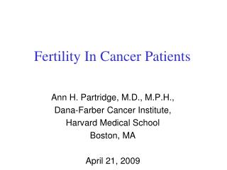 Fertility In Cancer Patients