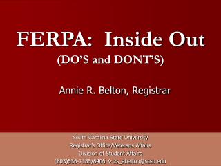 FERPA: Inside Out (DO’S and DONT’S)