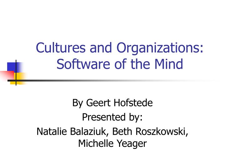 cultures and organizations software of the mind