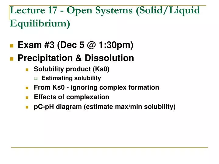 lecture 17 open systems solid liquid equilibrium