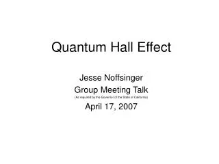 Quantum Hall Effect