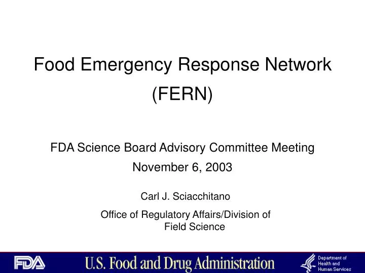 food emergency response network fern fda science board advisory committee meeting november 6 2003