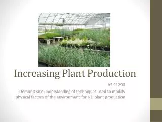 Increasing Plant Production