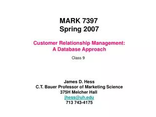 Customer Relationship Management: A Database Approach