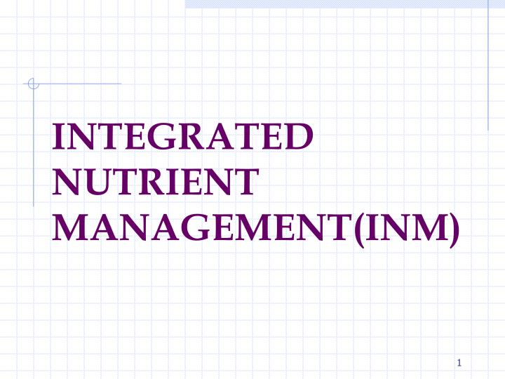 integrated nutrient management inm