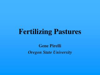 Fertilizing Pastures