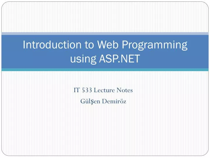 introduction to web programming using asp net