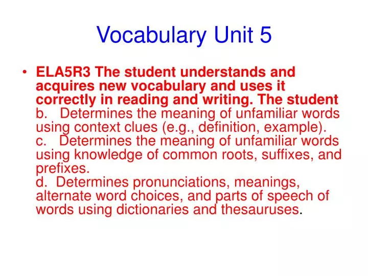 vocabulary unit 5