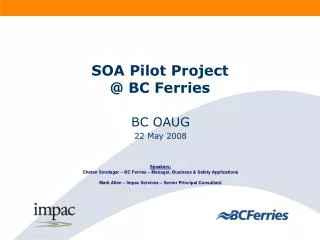 SOA Pilot Project @ BC Ferries
