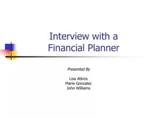 Interview with a Financial Planner