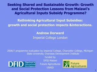 Seeking Shared and Sustainable Growth: Growth and Social Protection Lessons from Malawi's Agricultural Inputs Subsidy Pr