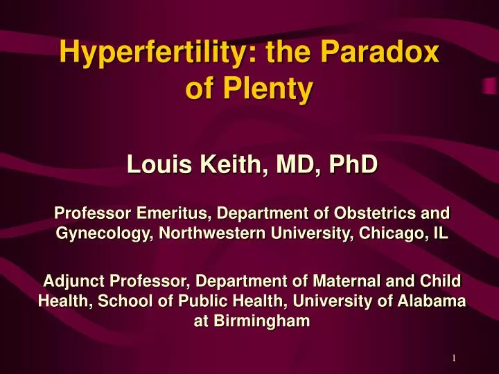 hyperfertility the paradox of plenty