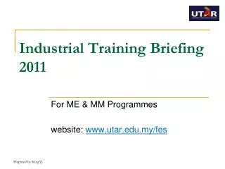 Industrial Training Briefing 2011