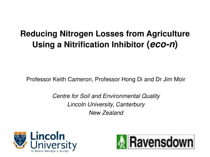 reducing nitrogen losses from agriculture using a nitrification inhibitor eco n