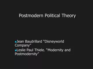 Postmodern Political Theory