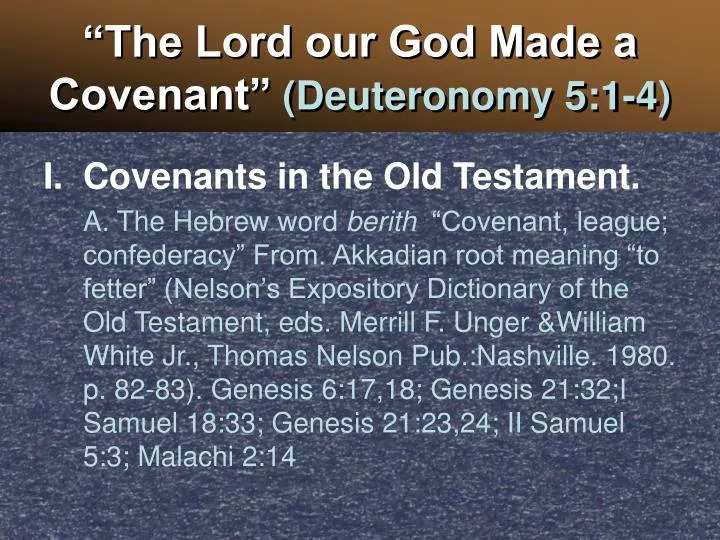 the lord our god made a covenant deuteronomy 5 1 4