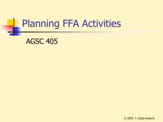 Planning FFA Activities