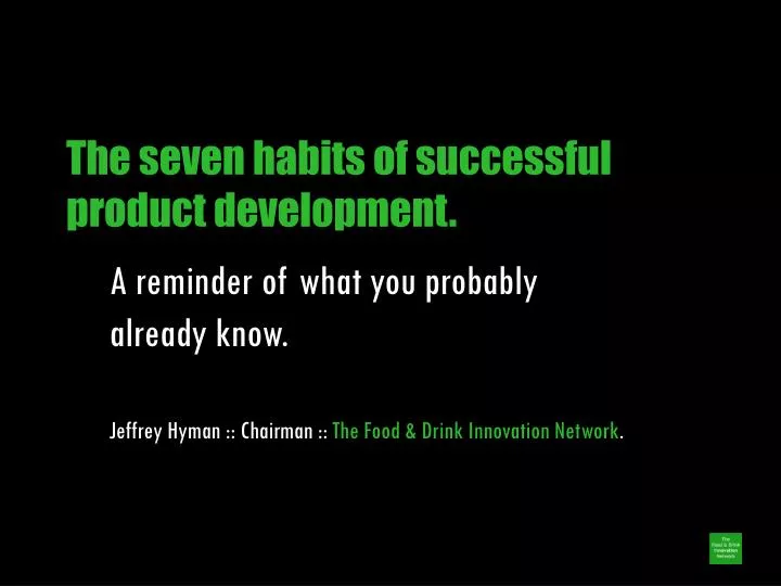 the seven habits of successful product development