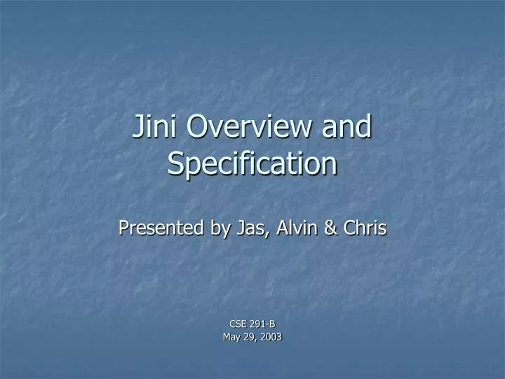 jini overview and specification