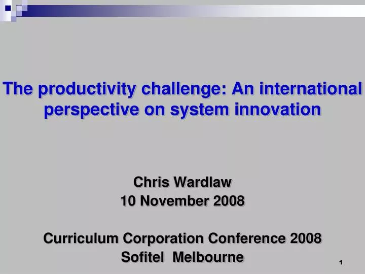 the productivity challenge an international perspective on system innovation