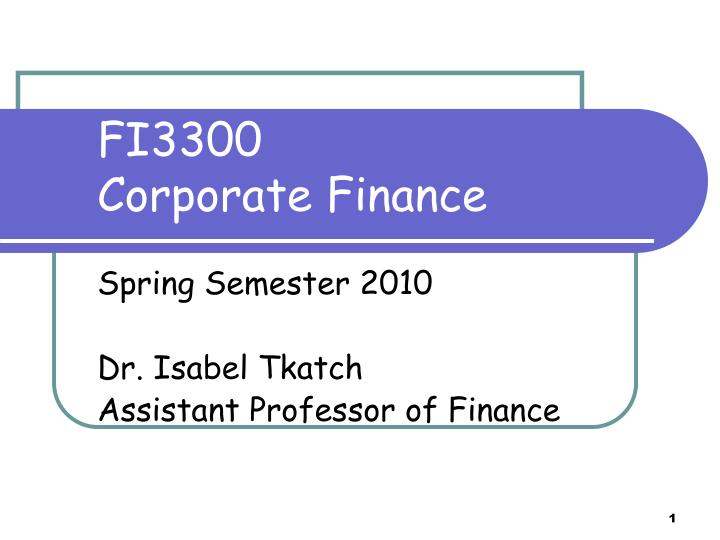 fi3300 corporate finance