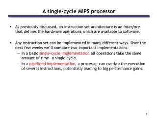 A single-cycle MIPS processor