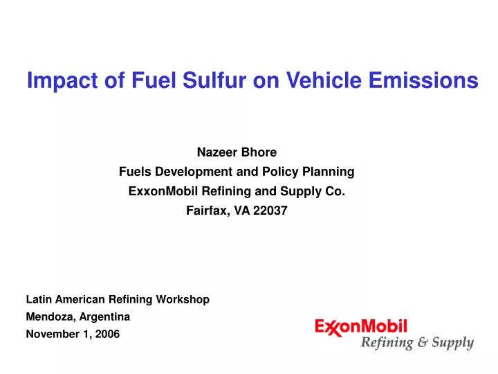 impact of fuel sulfur on vehicle emissions