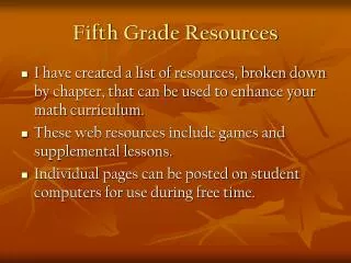 Fifth Grade Resources
