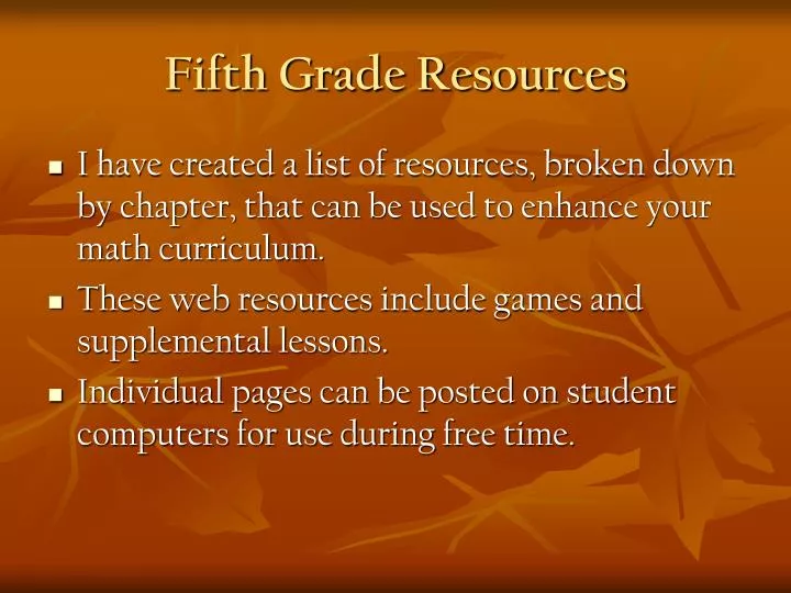 fifth grade resources